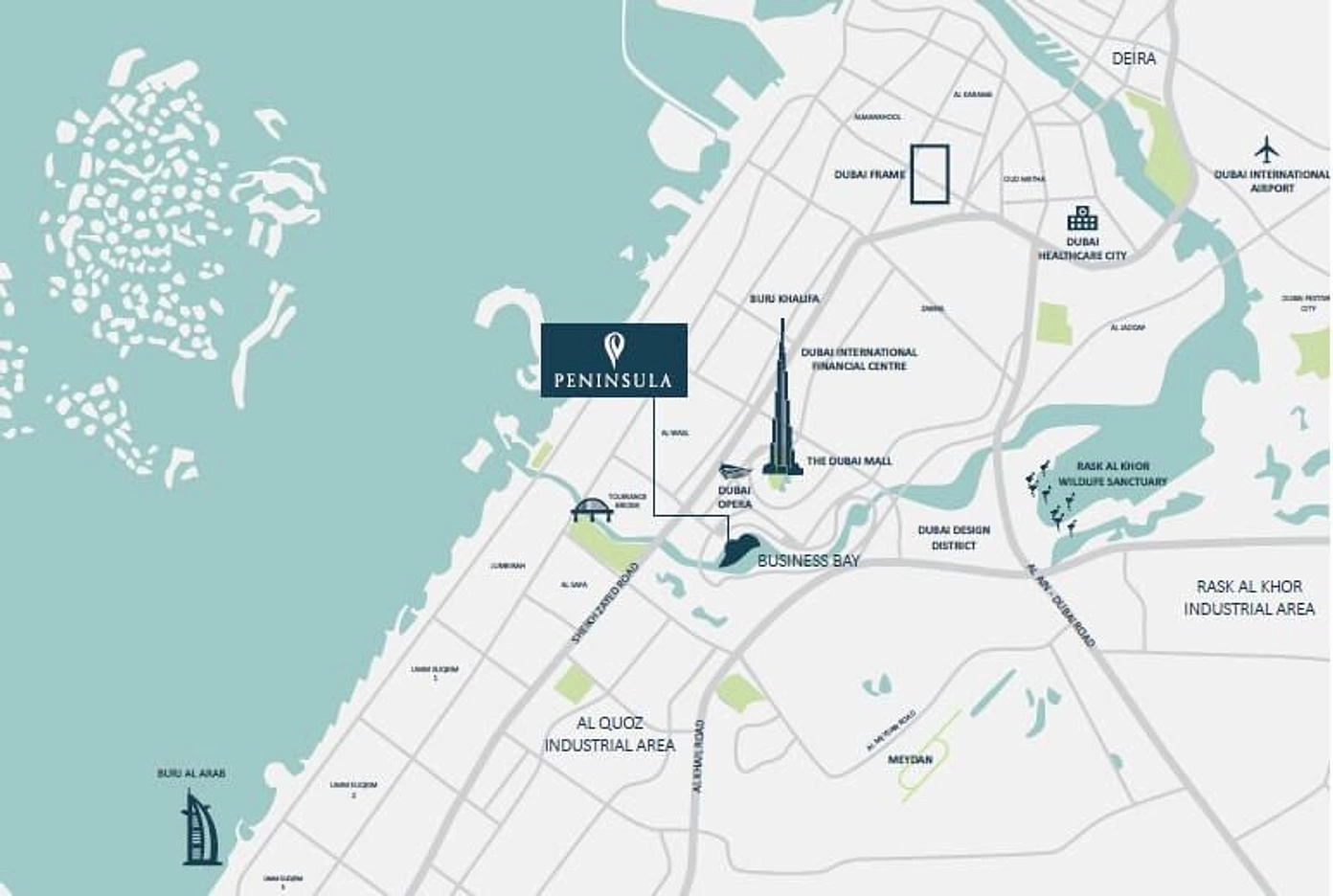 Peninsula is located on an actual peninsular land in Dubai Canal. - Provident Estate