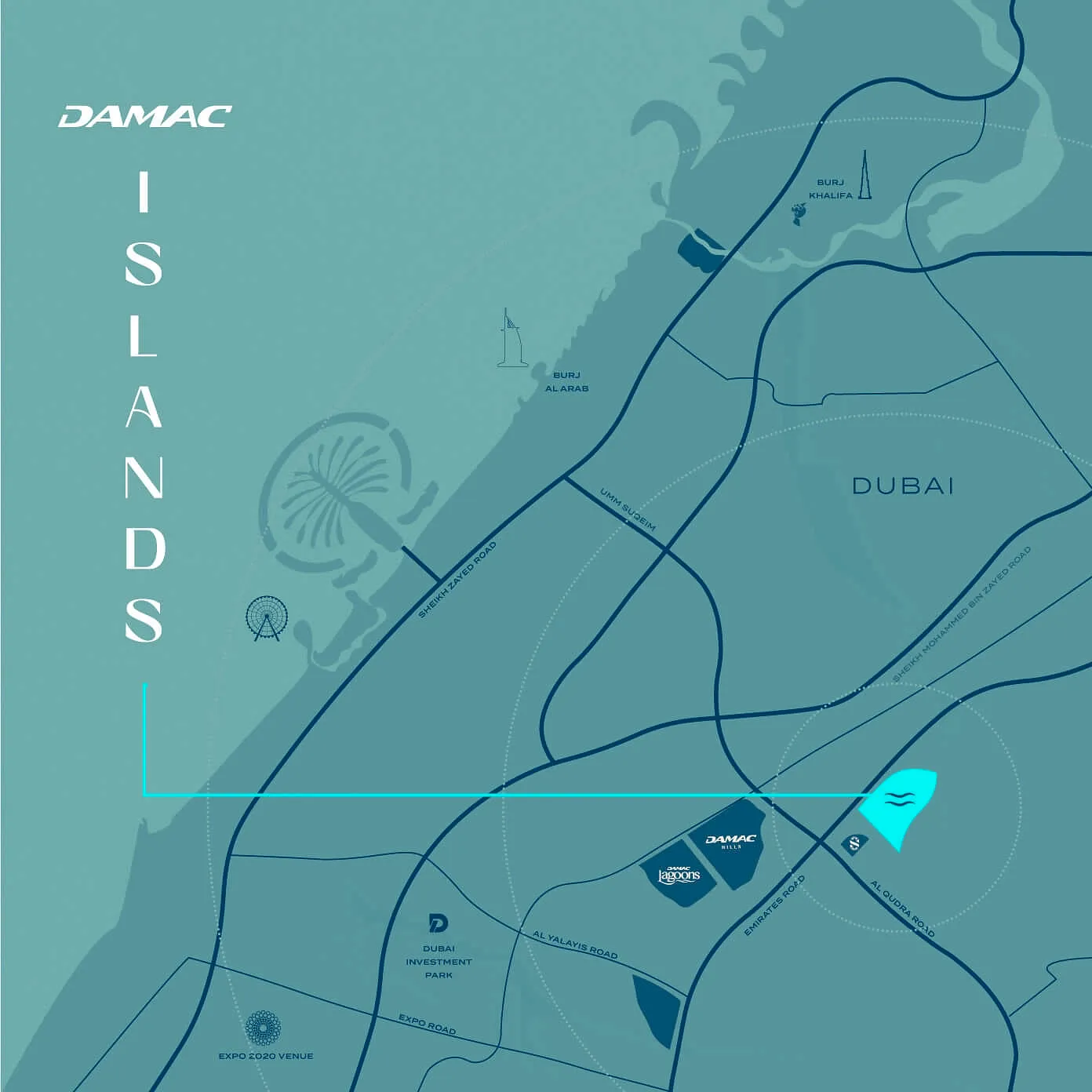 Central Location of Damac Islands II in Dubailand - Provident Estate