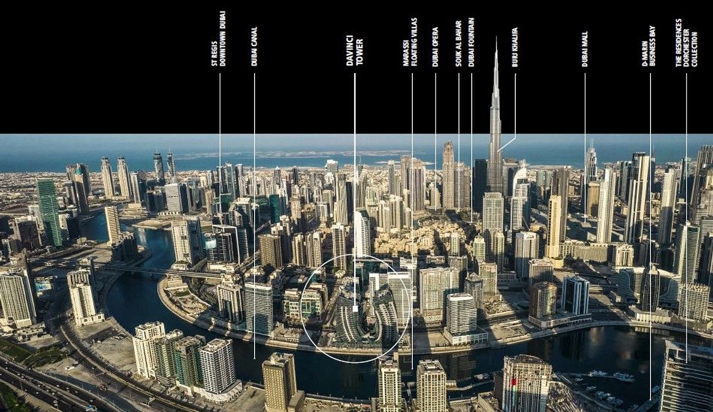 Located in J One Tower B, Da Vinci Tower is nestled by the waters of the Dubai Canal. - Provident Estate