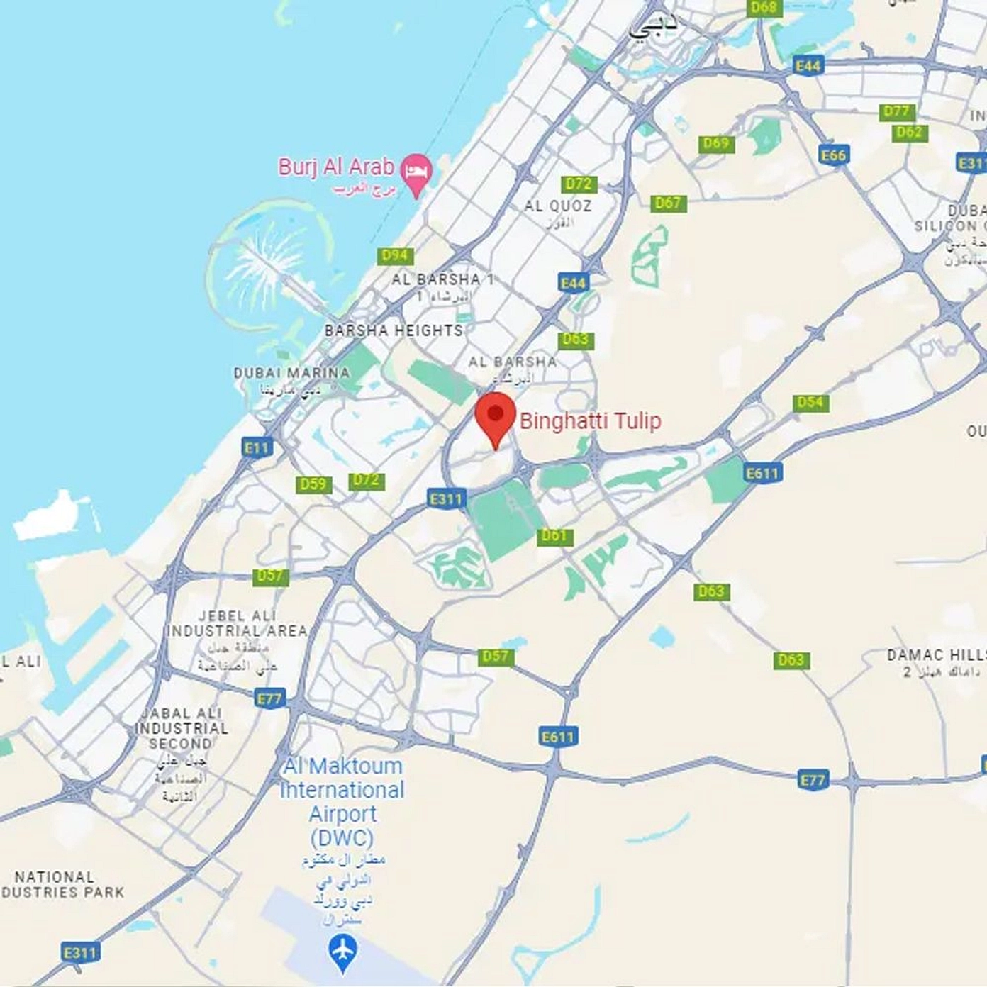 Nestled in the heart of JVC, Binghatti Tulip benefits from an enviable location that marries convenience with connectivity.  - Provident Estate