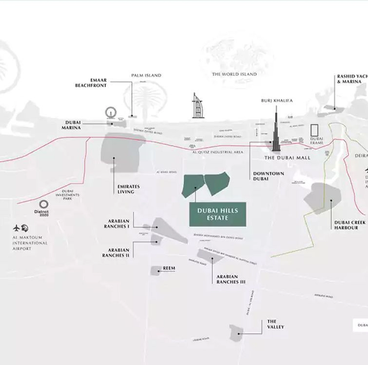 Park Field sits overlooking the Dubai Hills park and is conveniently located near the city’s most popular attractions. - Provident Estate