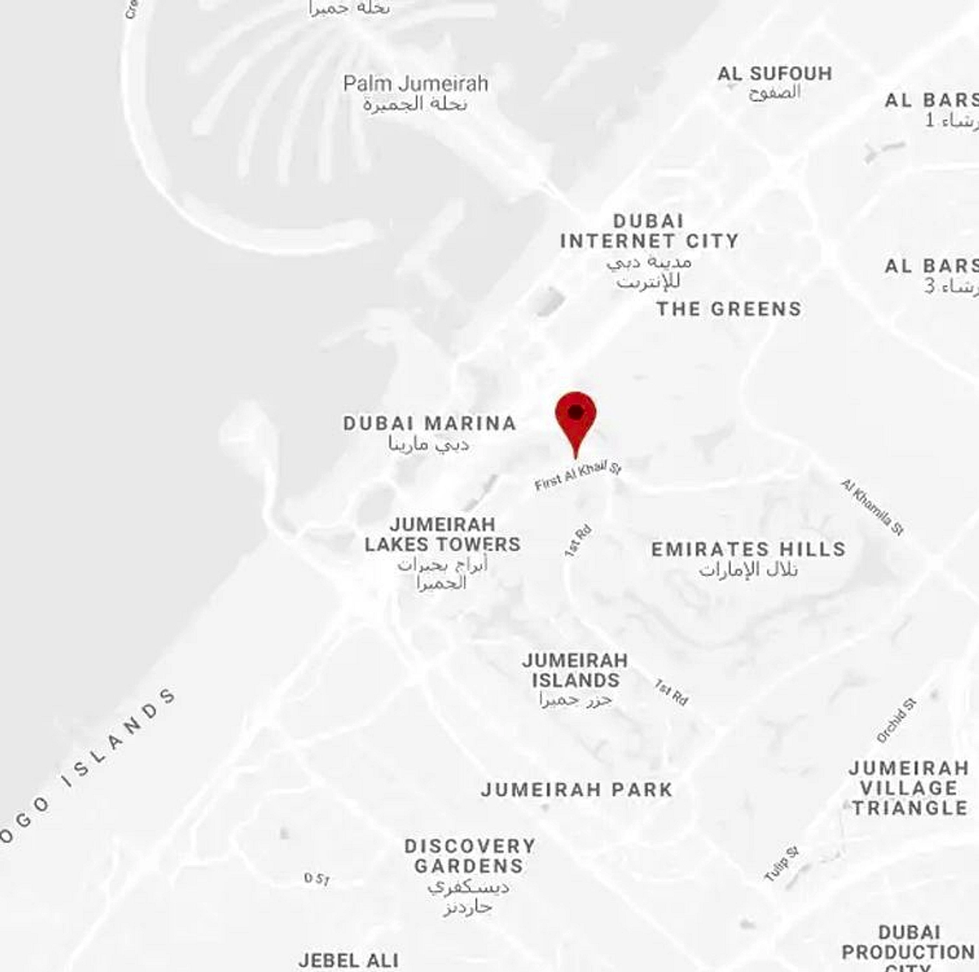 This exclusive gated community is located on Al Telal Street, at the intersection of Emirates Hills - Provident Estate