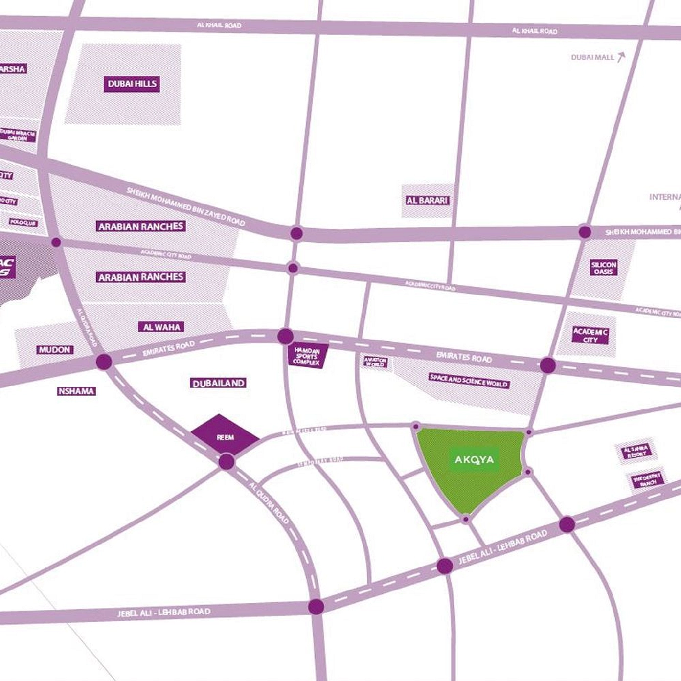 AKOYA boasts a strategic location with access to major road networks. - Provident Estate