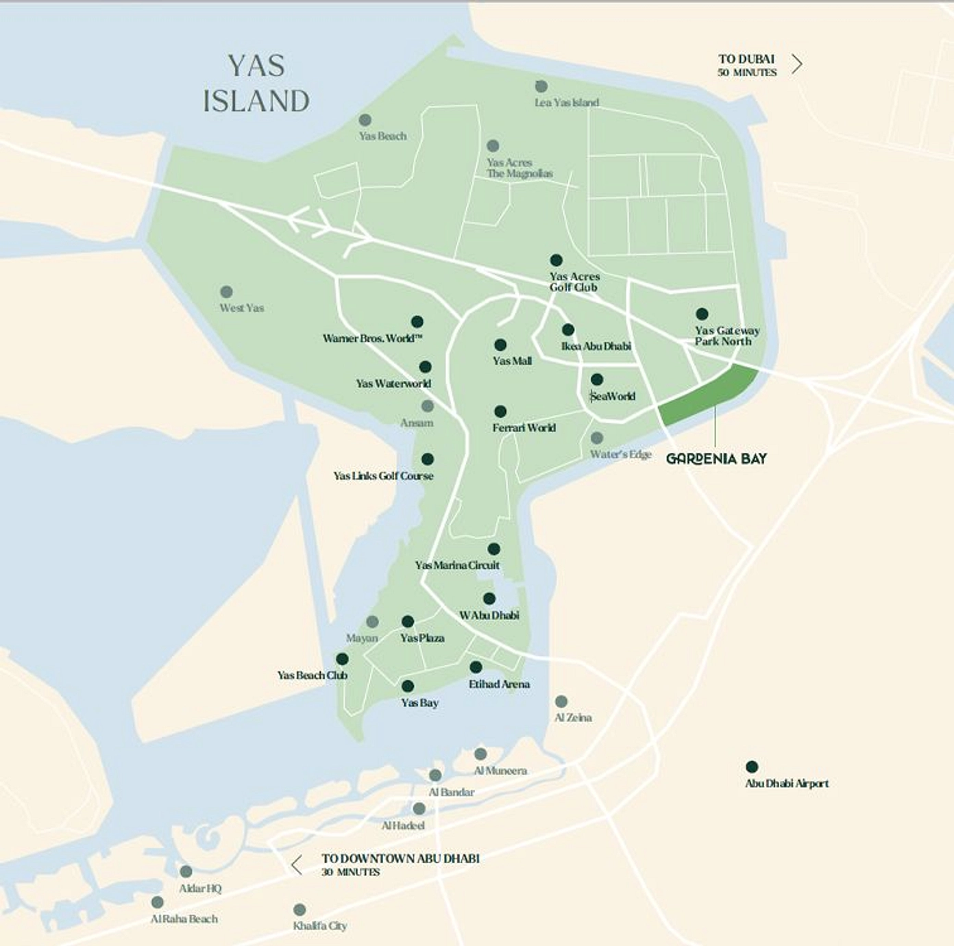 Located on Yas Island, Gardenia Bay stands as a highlight of serene waterfront living in the vibrant setting of Abu Dhabi. - Provident Estate