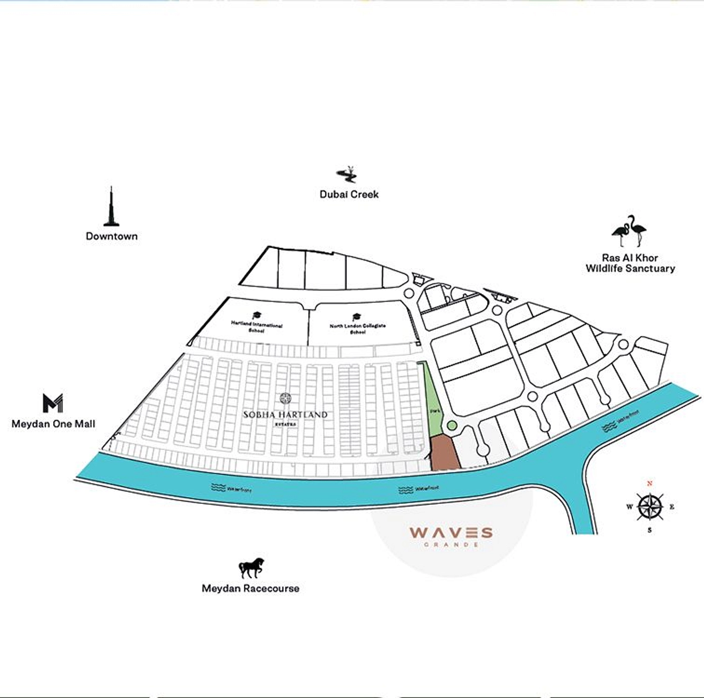 Waves Grande is located on an exclusive Waterfront District within the luxurious Sobha Hartland. - Provident Estate