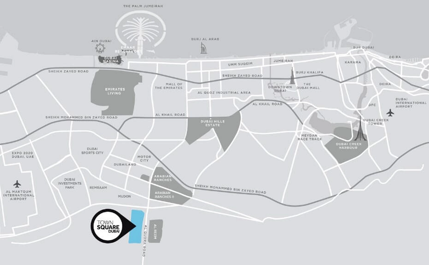 Shams Townhouses is located near Town Square Dubai Park, where one can find various entertainment facilities and play areas. - Provident Estate
